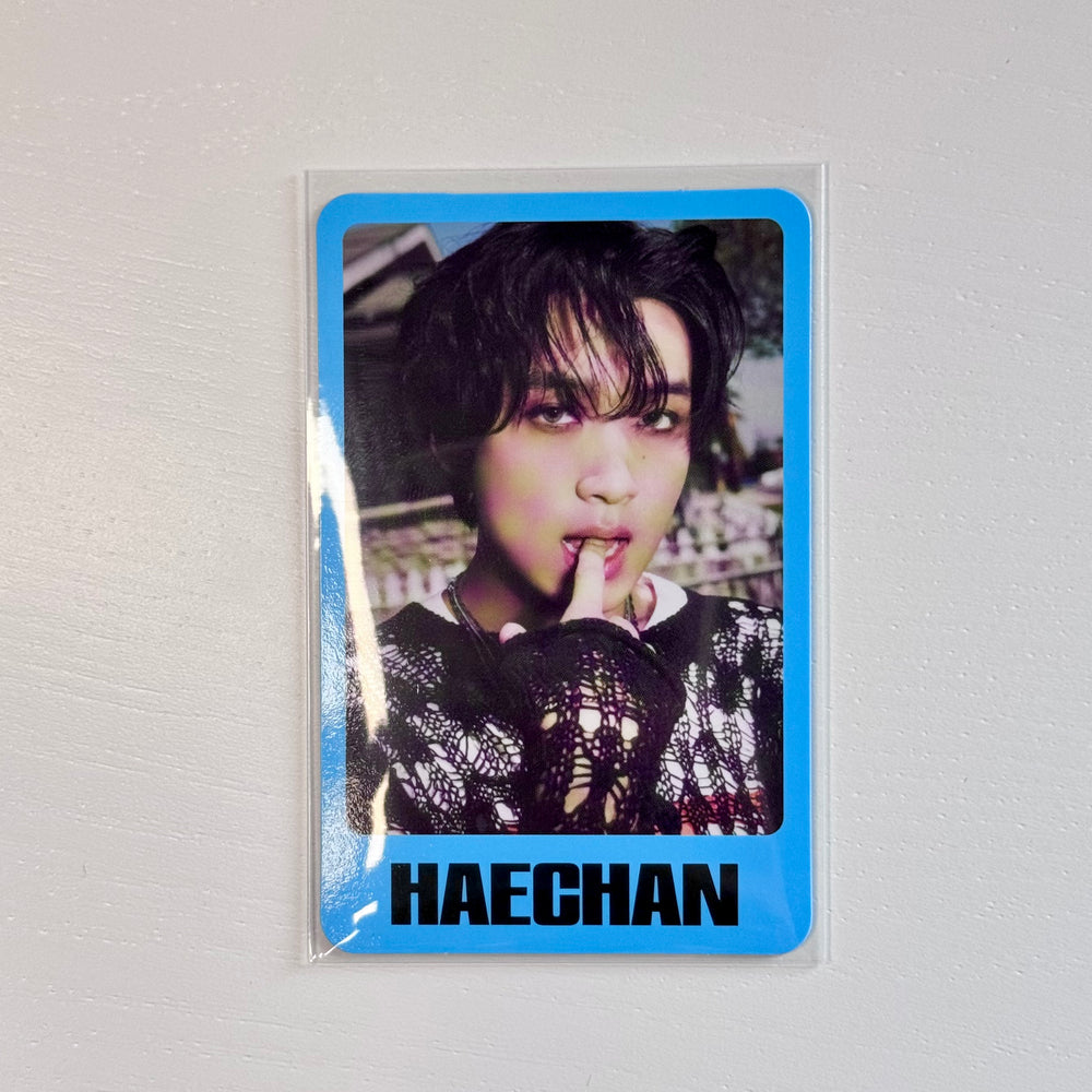 Haechan ISTJ photocard in clear sleeve, portrait with HAECHAN text