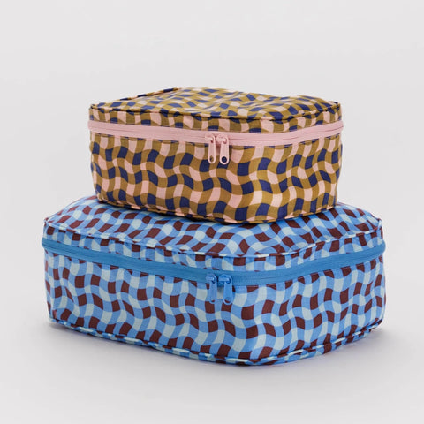 Baggu Wavy Gingham Packing Cube Set