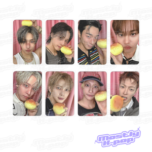 ATEEZ Golden Hour Part.5 key chain set with member portrait cards holding yellow charm