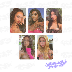 Set of six collectible member-version photocards with different women’s portrait photos