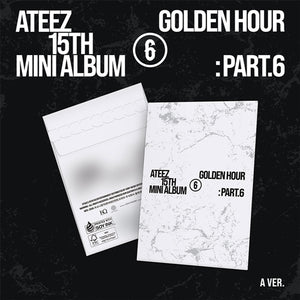 ATEEZ mini album set with white textured covers and “Golden Hour : Part.6” text