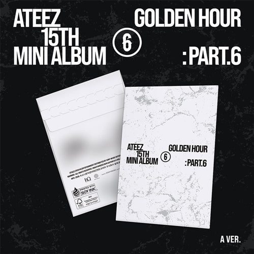 ATEEZ mini album set with white textured covers and “Golden Hour : Part.6” text