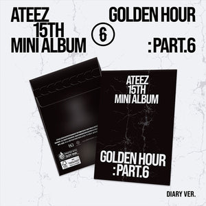 ATEEZ mini album set with black covers and “Golden Hour : Part.6” lettering
