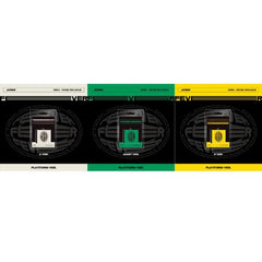 Music album platform version cover, black with circular graphic and small card icon