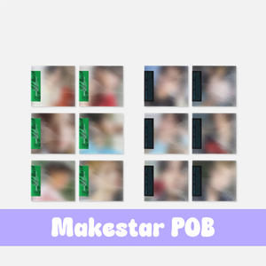 ENHYPEN photocard set with green and blue card sleeves, MakeStar POB