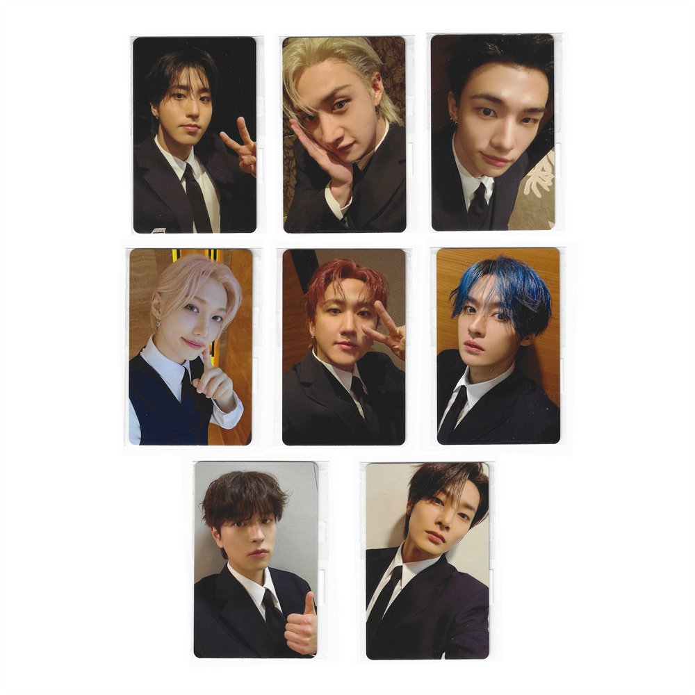 Lucky draw photo card set with nine Stray Kids member portraits collage.