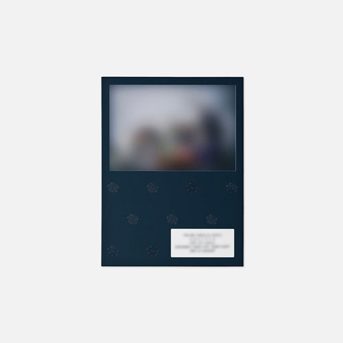 Dark blue Weverse album cover with blurred photo window and small label