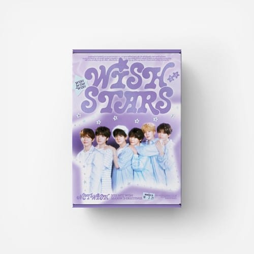 NCT WISH 2025 season’s greetings poster, purple with group photo