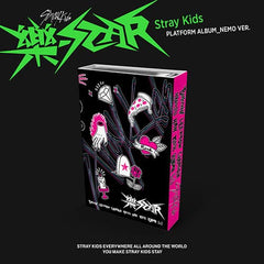 Stray Kids ROCK-STAR platform album, NEMO ver., black cover with neon graphic art