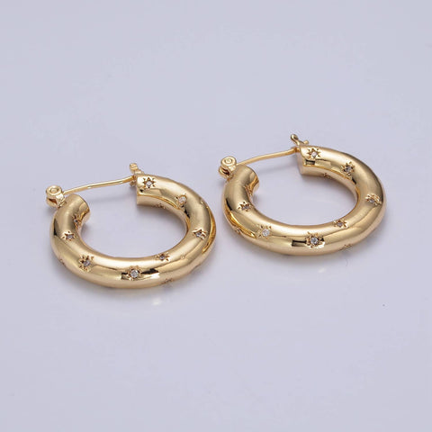 Gold Star Hoop Earring Stardust Earring