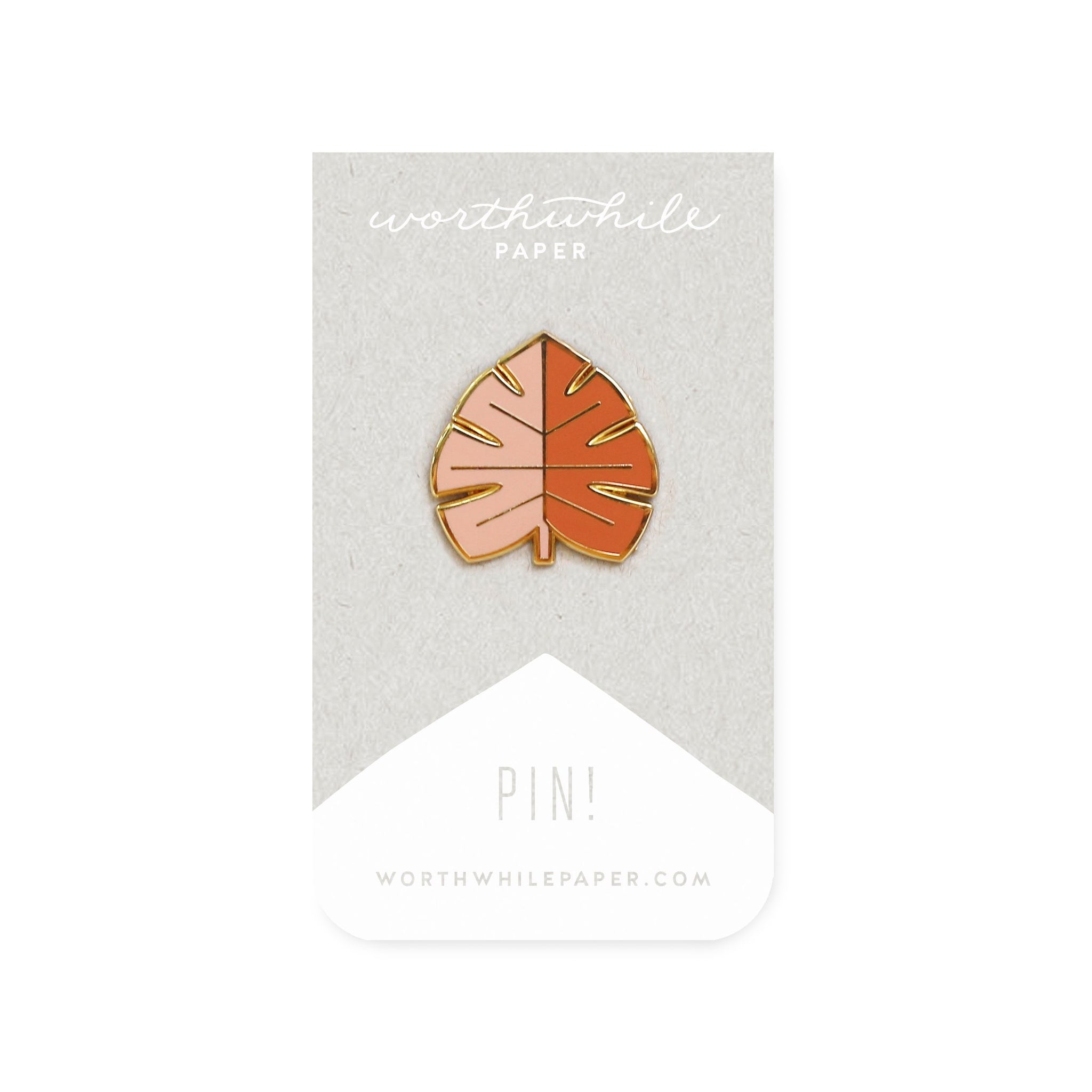 Blush & Orange Monstera Leaf Enamel Pin