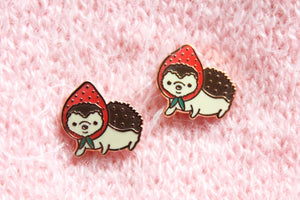Strawberry Hedgehog Earrings - Mostly K-pop