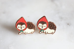 Strawberry Hedgehog Earrings - Mostly K-pop
