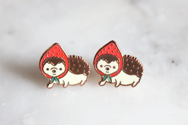 Strawberry Hedgehog Earrings - Mostly K-pop